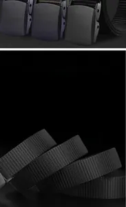 Close-up of durable nylon tactical belt with POM plastic buckle and weave texture