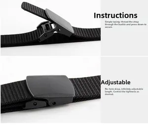 Detail showing the adjustable black nylon belt automatic buckle locking mechanism