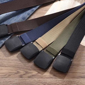Canvas Tactical Belt Non-Metal Plastic Buckle Security Check Friendly Outdoor Casual Woven Waistband For Men Women