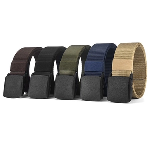 Men's nylon woven tactical belt with plastic automatic buckle in five versatile colors