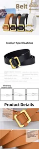 Macro view of minimalist square buckle and multi-color PU leather belts detail