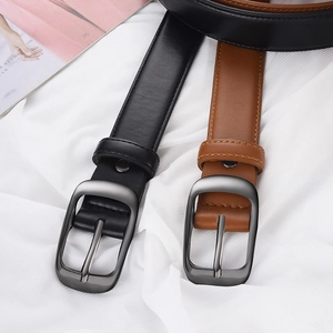 Ceintures classiques en cuir noir et marron avec boucles en métal mat pour femmes