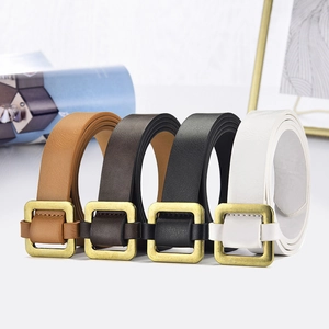 Minimalist Women PU Leather Belt Simple No Hole Adjustable Waist Strap With Square Alloy Buckle For Casual Jeans Pants Accessories