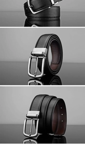 Close-up of black leather belt showing square silver buckle and cross-grain texture details