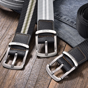 Herren Gürtel aus Segeltuch mit gebürsteter Metallschnalle und Nylon Gewebe