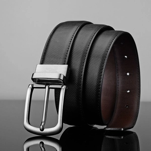 Men Business Leather Belt Fashion Casual Pin Buckle Waistband For Trousers Split Cowhide Cross Texture Elegant Girdle