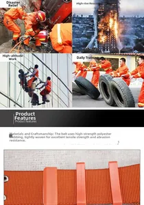 Macro detail of high-strength orange woven belt with durable abrasion-resistant texture