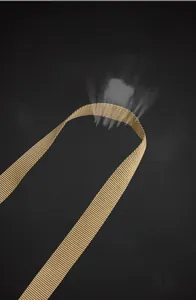 Macro detail of breathable golden woven tactical strap showing durable fiber texture
