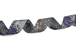 Detail of high-density nylon webbing with digital pixel camouflage pattern and texture