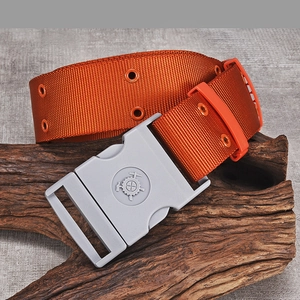 Durable Canvas Tactical Belt Alloy Quick Release Buckle For Outdoor Emergency Rescue Industrial Woven Orange Unisex Waistband