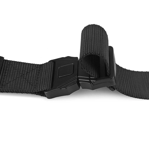 Close-up of the high-density nylon tactical belt with quick-release buckle detail