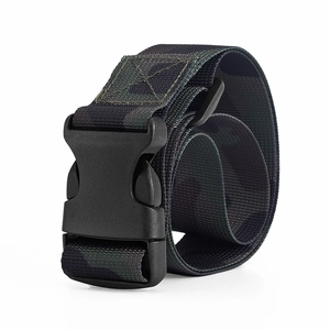 Tactical camouflage nylon webbing belt with black plastic quick-release buckle for sports
