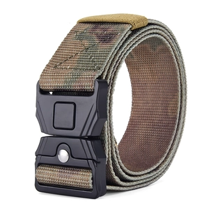 Tactical nylon belt with jungle camouflage pattern and black alloy quick-release buckle