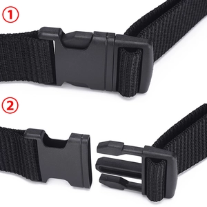 Ceinture tactique en nylon avec boucle à dégagement rapide en états fermé et ouvert