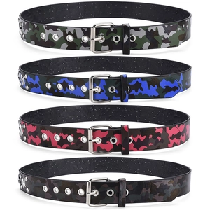 Ceintures punk camouflage avec rivets en étoile et œillets en métal en quatre coloris