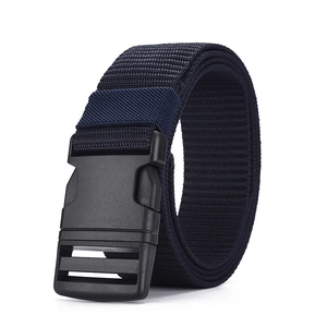 Ceinture tactique en nylon pour homme avec boucle plastique noire et sangle tissée