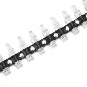 Punk style black leather waist chain with silver studs and bullet-shaped pendants
