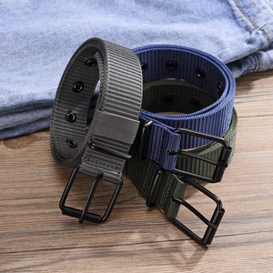 Cinture in tela di nylon resistenti con fibbia a doppio ardiglione in grigio, blu e verde