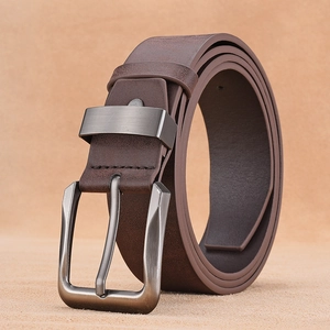 Men's Vintage Synthetic Leather Belt With Alloy Pin Buckle Casual Business Waist Strap For Men Coffee Brown Adjustable