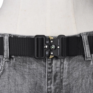 Tactical nylon belt with quick-release cobra buckle and built-in compass for outdoors