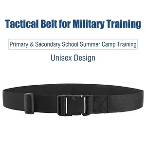 Kids black nylon tactical belt with durable plastic quick release buckle for training