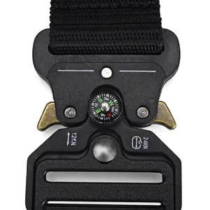 Tactical nylon belt buckle with integrated compass and 12KN/24KN quick release mechanism