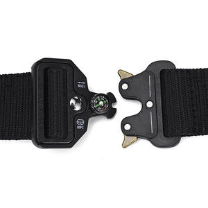 Tactical nylon belt with heavy duty quick release cobra buckle and integrated compass