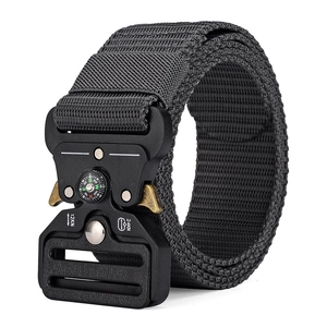 Tactical nylon belt with heavy duty quick release buckle and integrated compass