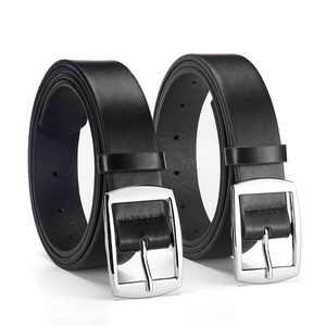 Classic men's belt set featuring black and dark brown leather with polished silver buckles