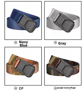 Griglia di quattro cinture tattiche in nylon nei colori blu navy, grigio e mimetico