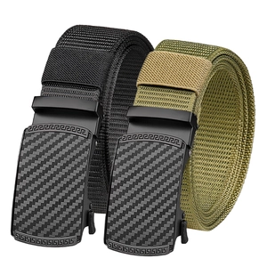Men's nylon tactical belts with automatic zinc alloy buckles in black and army green