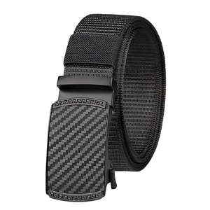 Tactical nylon belt for men with alloy automatic buckle featuring carbon fiber texture
