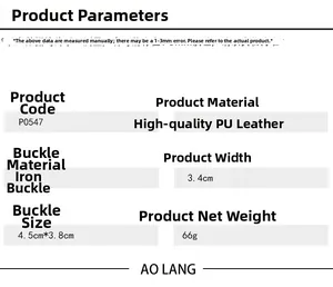Detailed sizing chart and material specs for the punk PU leather checkered belt