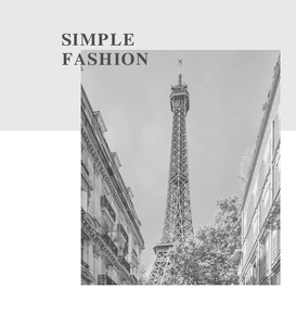 Artistic macro detail of an Eiffel Tower photography card with elegant simple fashion text
