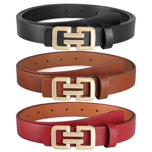 Women Thin PU Leather Belt Fashion Geometric Alloy Buckle Waistband Minimalist Versatile Accessory For Dress Jeans Ladies Waist Belt