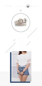 Ceinture vintage en cuir PU pour femme avec boucle dorée ronde et œillets en métal