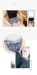 Ceinture pour femme avec boucle ronde en métal, coloris marron, bleu et rose