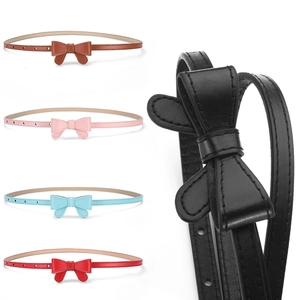 Ceinture Fine Décorative avec Nœud Doux pour Femme Style Coréen Mode en Cuir PU Ceinture de Taille Mince pour Robes Enfants Filles Ceinture Décontractée