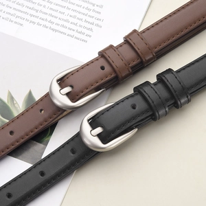 Ceinture Fine pour Femmes en Cuir PU Avec Boucle à Ardillon Ceinture Mince Mode Coréenne Décontractée pour Jeans Robes