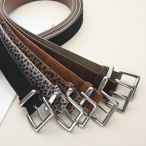 Vintage frosted suede belt collection with retro metal pin buckles in various colors