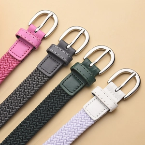Cinture intrecciate da donna in quattro colori con fibbie in metallo argento e tela elastica