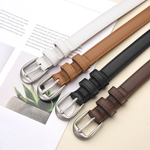 Ceintures minimalistes en cuir PU pour femmes avec boucles argentées en quatre couleurs