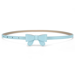 Ceinture fine bleu clair élégante avec décoration nœud 3D et boucle réglable pour femme