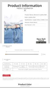 Guide des tailles de la ceinture tressée extensible avec longueur 100cm et largeur 2,5cm