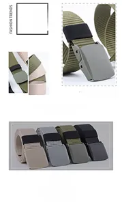 Detail van zeer sterke nylon tactische riemen met matte gespen in vier kleuren