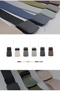 Detailoverzicht van zes beschikbare kleuren van duurzame nylon tactische riemen