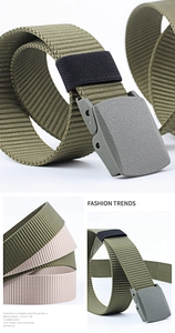 Detail van de nylon band en de matte gesp van de tactische sportriem voor heren en dames