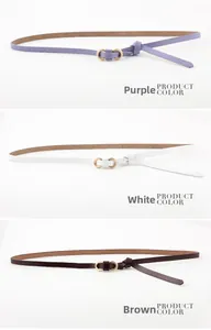 Fines ceintures pour femmes en violet, blanc et café avec doubles boucles dorées