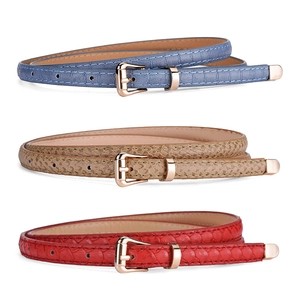 Ceinture Fine Mode pour Femmes Cuir Synthétique Motif Serpent Boucle à Ardillon Dorée Sangle Décorative pour Jeans Robe