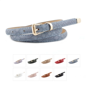 Ceinture fine pour femme en similicuir serpent avec boucle dorée en neuf coloris